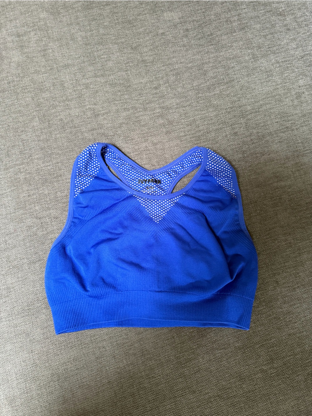 Ivy Park Seamless Royal Blue Sports Bra with white Accents
